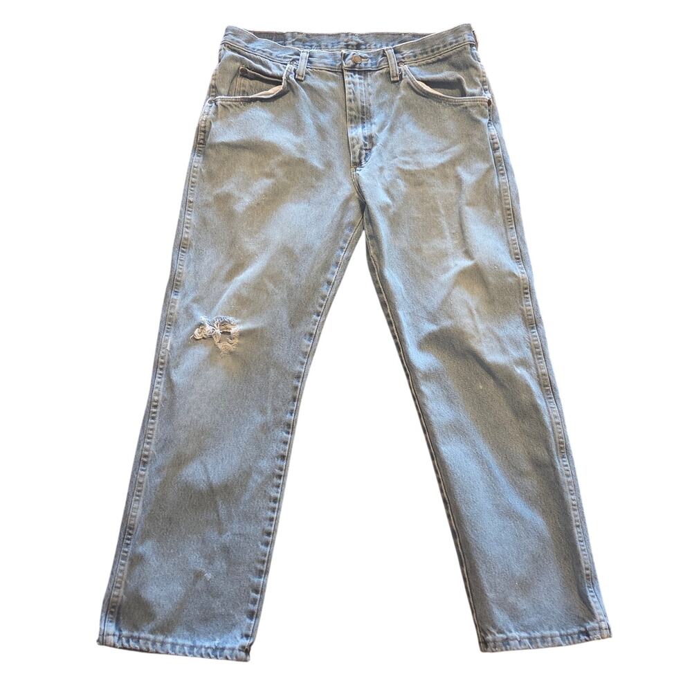 Stylish Light Blue Distressed Wrangler Jeans 34x29
